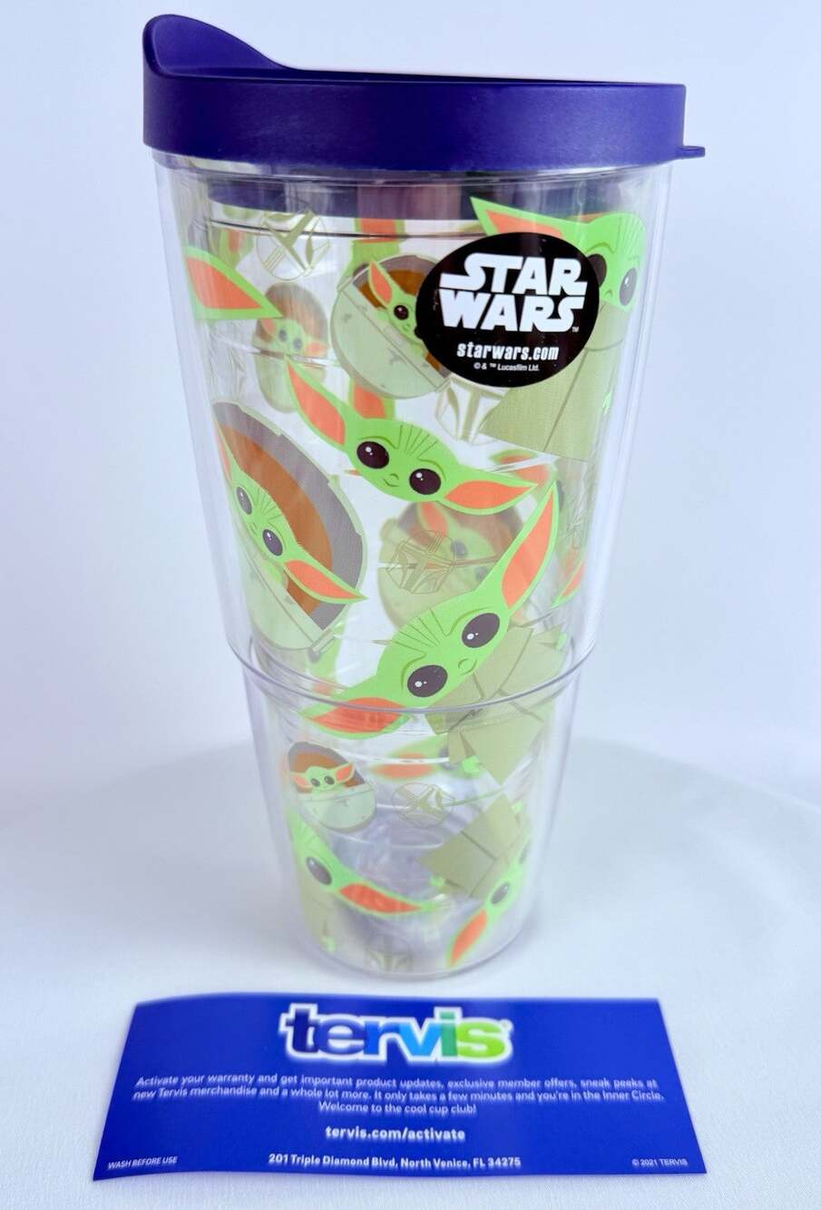 Tervis Tumbler Mandalorian Child Baby Yoda Cup 24oz Excellent Condition